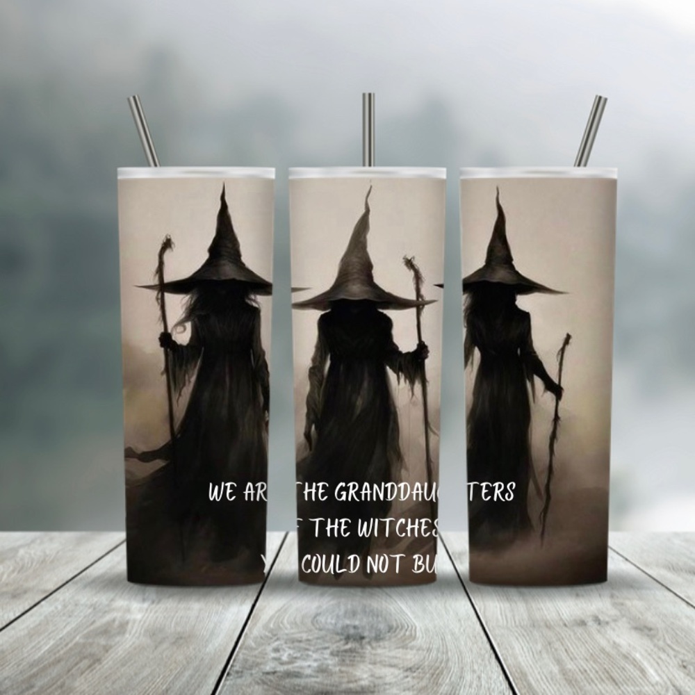 Witch Themed Tumbler with Straw